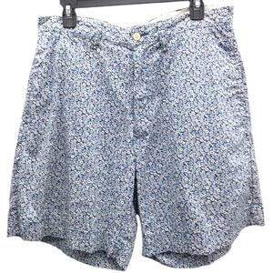 Polo Ralph Lauren Men's Flat Front  Cotton Floral Shorts 34 Blue White